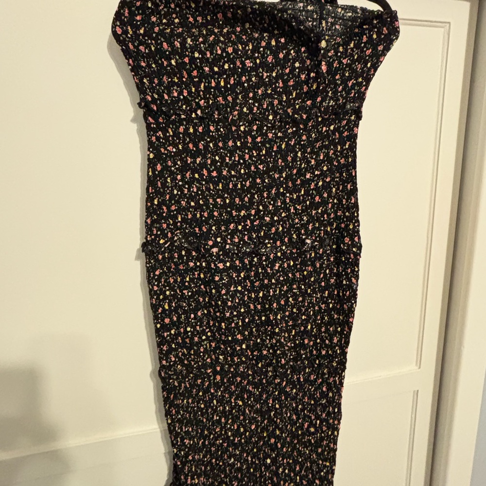 Source Unknown Black and White Strapless Bodycon Dress